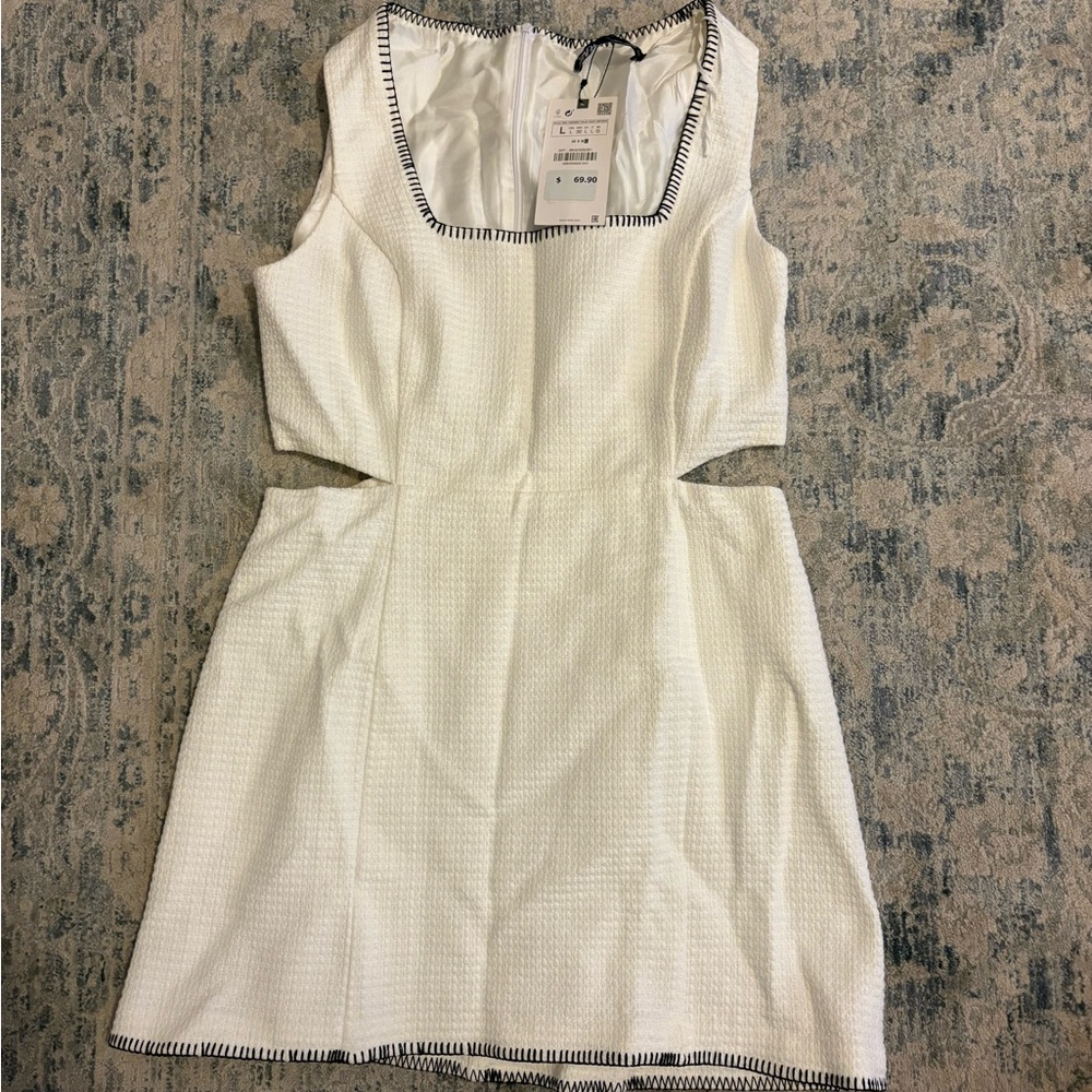 Zara White Textured Mini Dress
